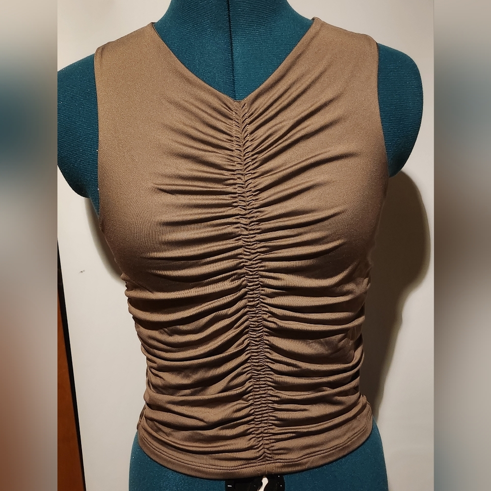 Like New Abercrombie & Fitch Ruched Brown Sleeveless Top